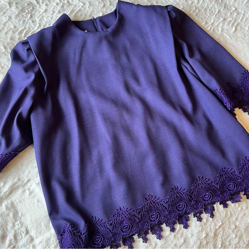 Vintage Purple Lace Detailed Blouse